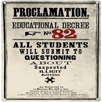 Click to view product details and reviews for Harry Potter Decree 82 Small Tin Sign. Click to view product details and reviews for Harry Potter Decree 82 Small Tin Sign.