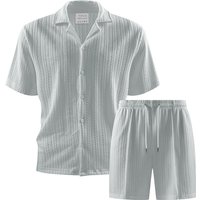 Men's 3D Printed Sports Casual Two-Piece Set Solid Color Summer Cross-Over Short Sleeve Top And Shorts Ensemble Black White