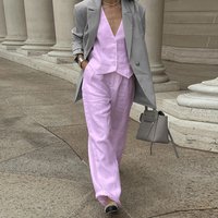 Clothing Summer Style Cotton Linen Sleeveless Vest Vest Trousers Two Piece Set Casual Fashion Suit