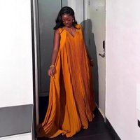 Women's Clothing Plus Size Women's Summer Fashion Loose Pleated Full Skirt American Style African Print Dress