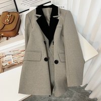 Clothing Drizzle Retro Design Suit Jacket Temperament Spring Autumn Style Splicing Design Niche Suit