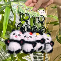 Cute Mini Keychain Backpack Small Exquisite Adorable Expression Flower Panda Pendant