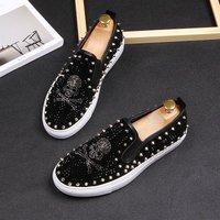 Trendy Lefu summer Korean version skull headwear board shoes raised toe rivet bean shoes inside