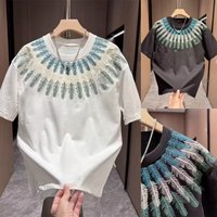 Comfortable Embroidered Short Sleeve T Shirt Versatile Summer Korean Style Youthful Base Layer Polyester One Piece