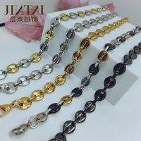 Cross-Border Hot New Men's Necklace Titanium Stainless Steel Exquisite Coffee Bean Handmade Chain Factory Direct Sale In