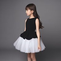 Elegant Black & White Sleeveless Dress For Girls - Princess-Style Party Gown For Birthday, Violin Recital, And Host Events