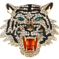 Unique Creative Diamond Studded Dominant Brooch Twelve Zodiac Tiger Head Animal Pin Necklace Dual Use
