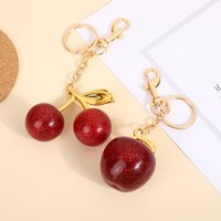 Vintage Luxury Keychain Fashionable Simulated Fruit Simple Big Cherry Keychain Creative Car Key Bag Pendant