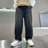 Boys' Straight Leg Jeans Loose Fit Casual Pants Black Sporty Stylish Spring Autumn New Style Toddler Boys Clothing 3-7Y