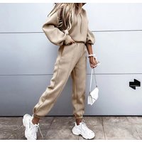 Autumn Winter Sports Leisure Hooded Sweatshirt Set Two piece Set