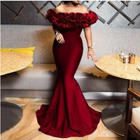 Clothing Haute Couture Light Luxury High End Beauty Dress Fishtail Dress Tube Top Flower Tail Hip Evening Dress