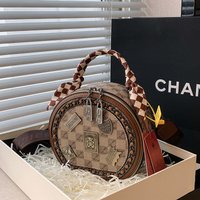 Cross-border Vintage Texture Round For Women, Spring 2026 New Fashion Badge Silk Scarf Handbag, Versatile Crossbody Bag