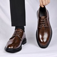 Autumn Winter Business Formal Leather Soft Sole Pointed Toe Wedding Groom Lace up Suit Shoes High end