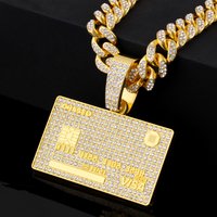 Cross border Fashion Accessories Personalized Full diamond VISA Bank Card Necklace High end Hip hop Cuban Chain