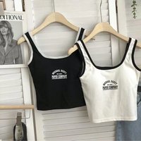 Underwear & Sleepwears Style Pure Cotton Letter Print Camisole Strapless One Piece Fixed Cup Bra Underwear Sleepwear Outerwear Base Layer