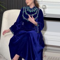 Clothing Saudi Arabia Abaya Robe Velvet Zipper Water Drop Diamond Middle Eastern Dress