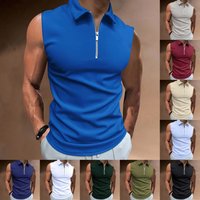 2023 Summer Polo Shirt Solid Sleeveless Lapel T Shirt Casual Top Wear