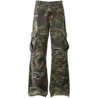 Jiayiku Trendy Brand 2025 High Street American Style Distressed Personality Vibe Camouflage Cargo Casual Pants
