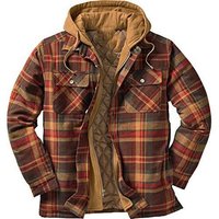 Autumn Winter Thick Cotton Plaid Long Sleeved Loose Hooded Jacket