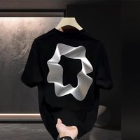 Heavyweight Light Luxury T Shirt Versatile Short Sleeve Minimalist Print Trendy round Neck Fashionable Loose Fit