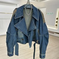 Vintage Distressed Denim Jacket – Loose Fit Petite Short Style 