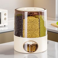 Modular Grain Storage Container – 5 Compartment Rotating Rice Bin Airtight Lids 