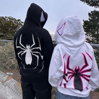 Y2k Streetwear Hoodie Spider Punk Zip Up Hoodies Graphic Oversized Sweatshirt Gothic Harajuku Kpop Alt Clothes