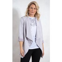 Drape Front Suedette Jacket - PALE LILAC - 10