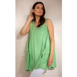 Sleeveless Pocket Tunic Top - Apple - M
