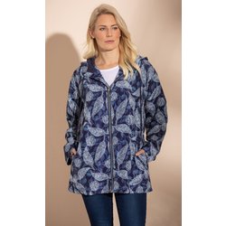 Leaf Printed Lightweight Hooded Jacket - Navy - Xl