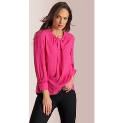 Textured Tie Neck Top - Bright Pink - 20