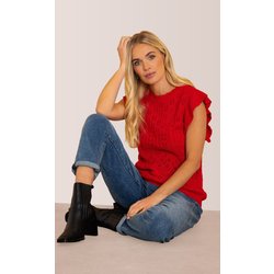 Knitted Cotton Tank Top - Red - M
