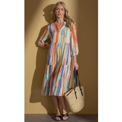 Painted Stripe Loose Fit Dress - Multi - 14