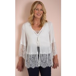 Anna Rose Lace Trim Pleated Cover Up - Ivory - 20