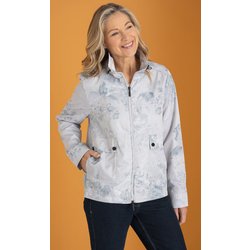 Anna Rose Floral Print Lightweight Jacket - Grey Floral - 12