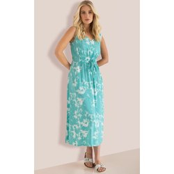 Sleeveless Tie Dye Midi Dress - Aqua/White - 10
