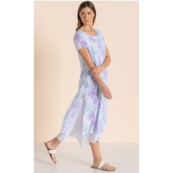 Printed Layered Dress - White/Lavender - 12