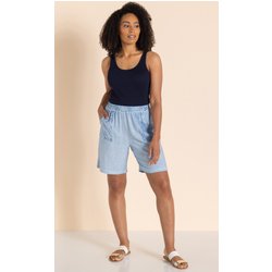 Animal Print Pull On Linen Blend Shorts - Light Blue - 10