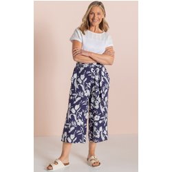 Anna Rose Printed Wide Leg Cropped Trousers - Navy/White - 14