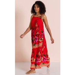 Printed Strappy Maxi Dress - Red Multi - 18