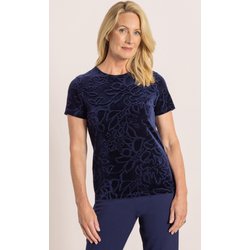 Anna Rose Floral Print Velvet Top - Midnight - S