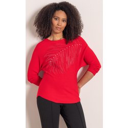 Embellished Batwing Jumper - Red - M