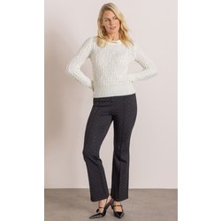 Embellished Kick Flare Ponte Trousers - Black - 18