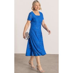 Anna Rose Embossed Panelled Dress - Blue - 10