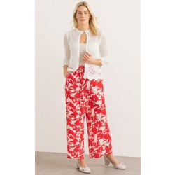 Printed Wide Leg Trousers - Red/White - 12