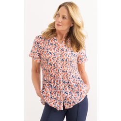 Anna Rose Floral Print Pleated Blouse - Ivory/Multi - 12