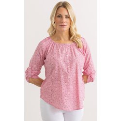 Stripe And Floral Print Cotton Blend Top - Red/White - 12