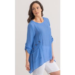 Dip Hem Pocket Tunic Top - Blue - 22