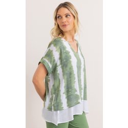 Tie Dye Layered Top - Khaki/White - S
