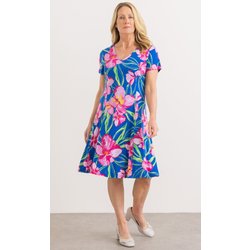 Anna Rose Bold Floral Textured Dress - Blue/Pink/Lime - 20